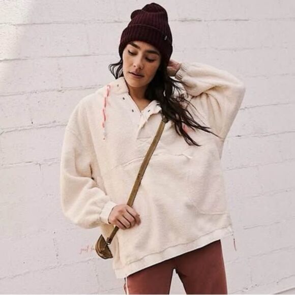 FP Movement Jacket Was She Pullover Fleece Ivory Cream Size Medium - Picture 1 of 8